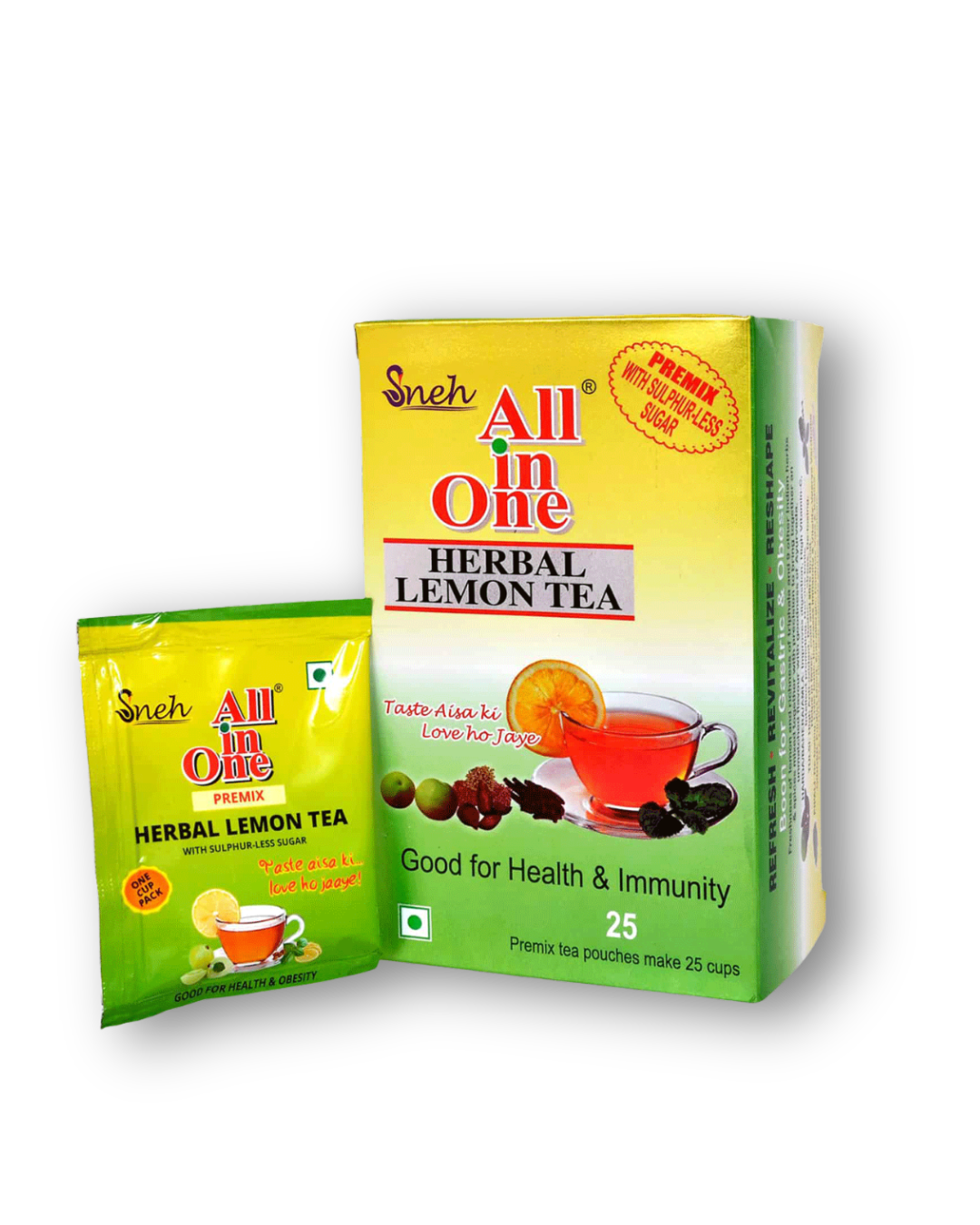 Sneh All in One Herbal Lemon Tea Premix with Sulphur-less Sugar