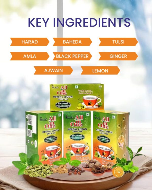 Herbal Lemon Green Tea (Sugar less sweetened with stevia) - Image 2