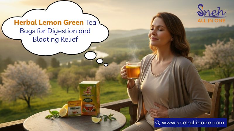 Herbal lemon green tea bags for digestion relief