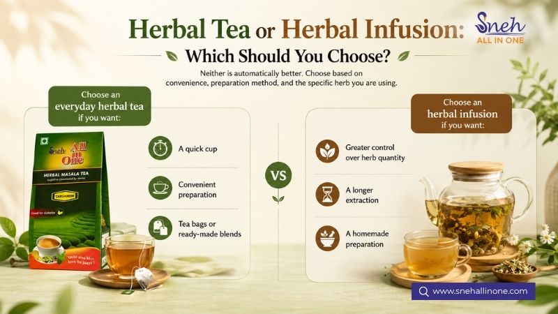 Herbal tea or herbal infusion comparison showing which preparation to choose