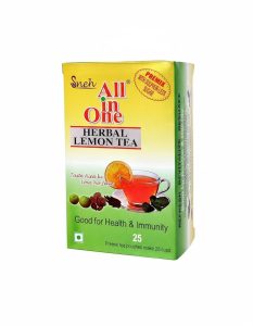 Sneh All in One Herbal Lemon Tea premix box, 25 sachets, good for health and immunity