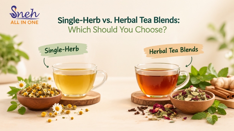 Comparison of single-herb tea and herbal tea blends with cups of tea and botanical ingredients