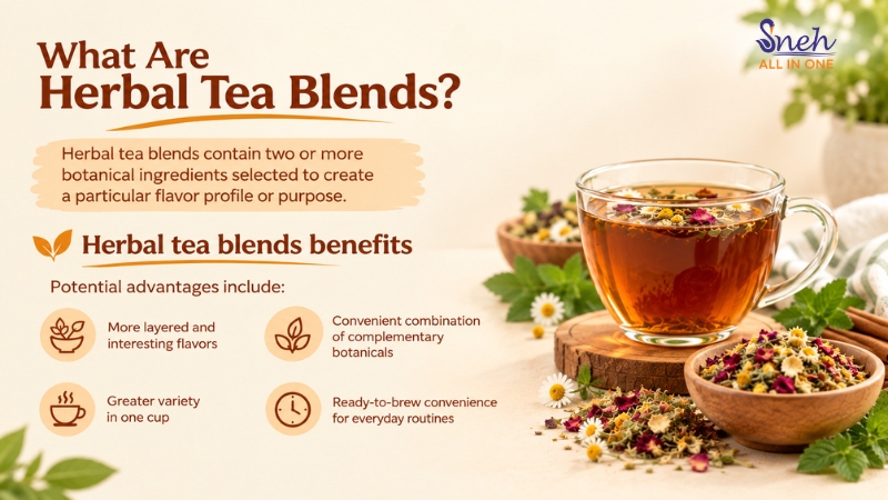 Herbal tea blends with multiple botanical ingredients and their potential benefits