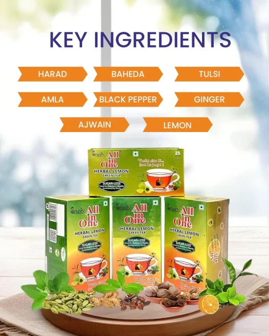 Key Ingredients of Sneh All-in-One Herbal Lemon Green Tea